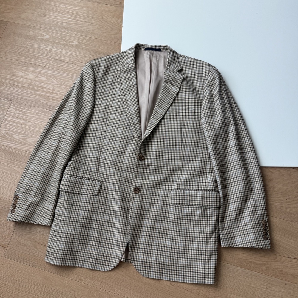 VTG Burberry London 42 Reg Blazer Bond Street Silk Wool Cotton Check Sport Coat - Picture 2 of 10